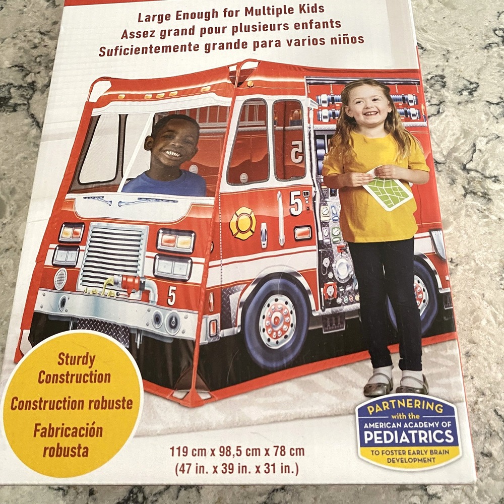 Melissa & Doug Fire Truck Play Tent Kids Ages 3+ Double Sided Pop Up Pretend - Picture 4 of 6